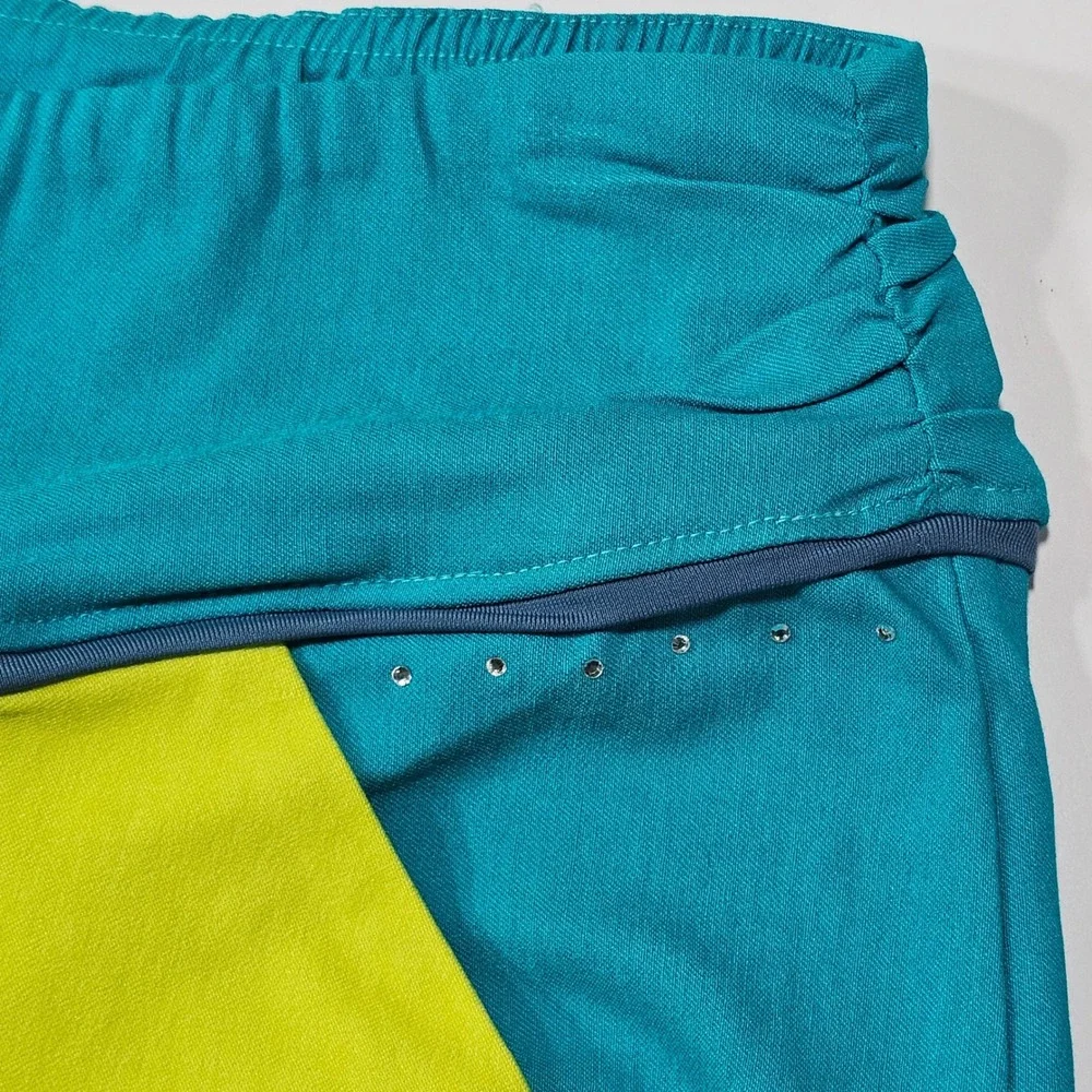 Swingdish‎ Womens Teal Lime Green Colorblock Golf Athletic Shorts HO01-2 Small